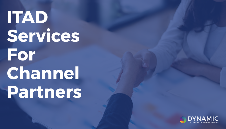 Two people shake hands over a desk, highlighting Dynamic Lifecycle Innovations’ ITAD services tailored for channel partners.