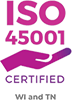 Certification icon for ISO 45001 - Certified WI and TN