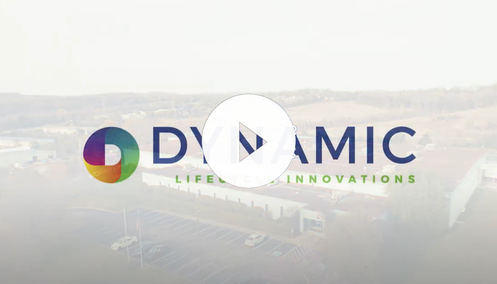 Dynamic Lifecycle Innovations, a leader in sustainable electronics and IT asset management, is featured above a Nashville business complex.
